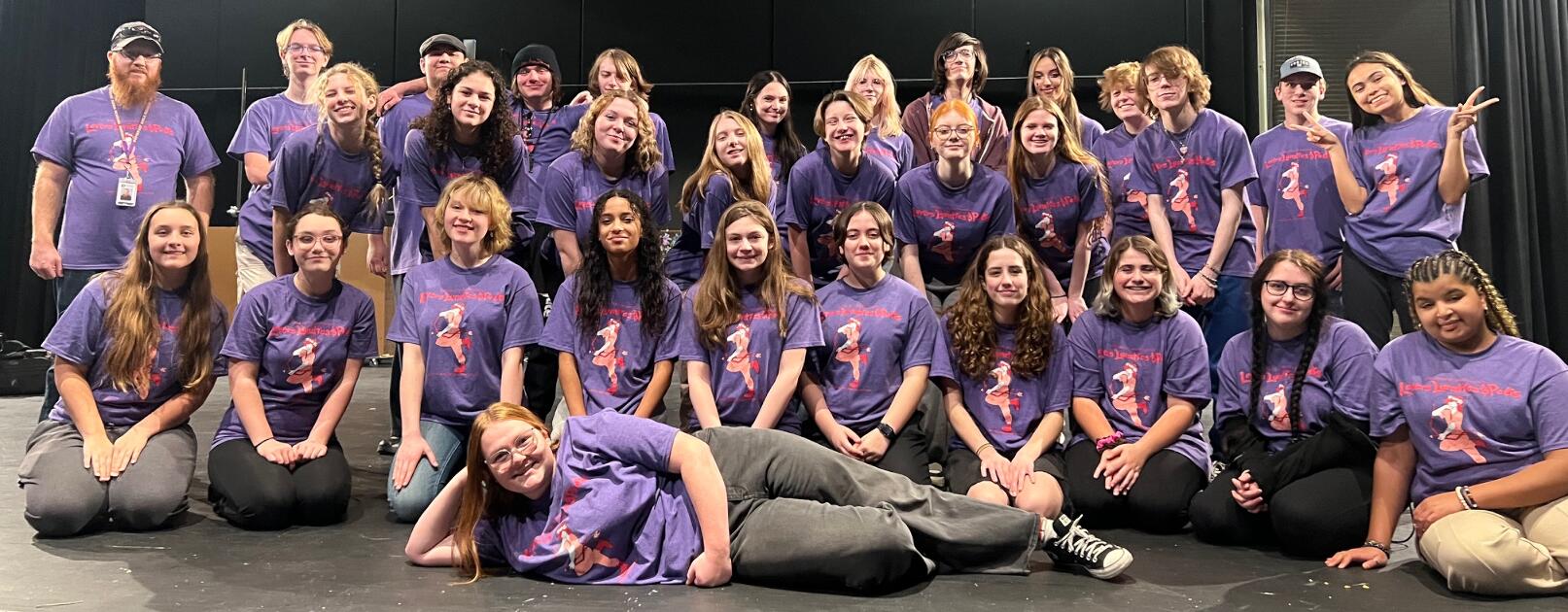 group of One-Act students backstage