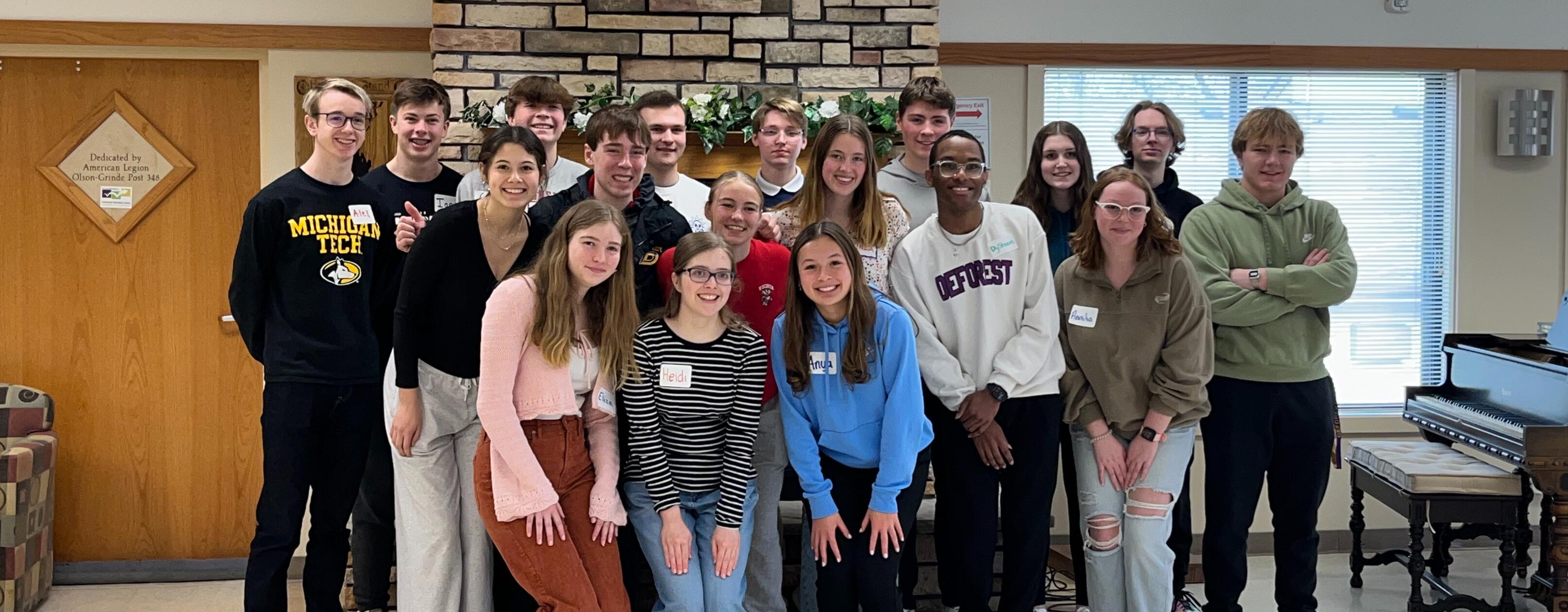 student volunteers at senior center breakfast